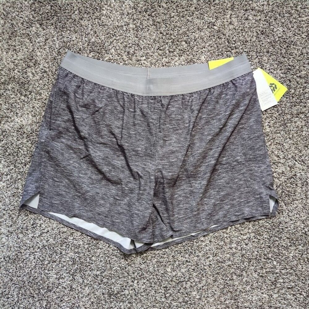 New All In Motion Mens L Gray Athletic Drawstring Run Shorts Liner 5”  NWT